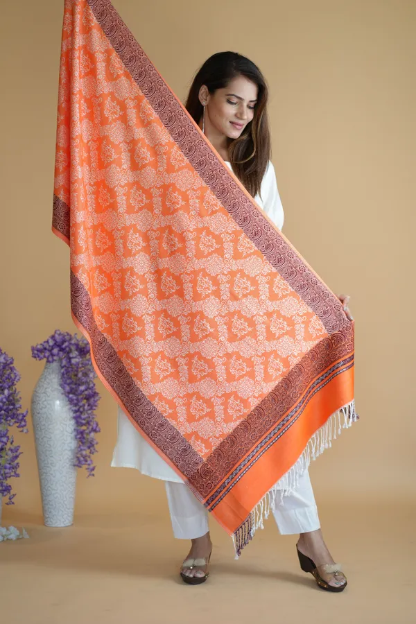 Shifneen_Acrylic_Printed_Women_Shawl_Orange