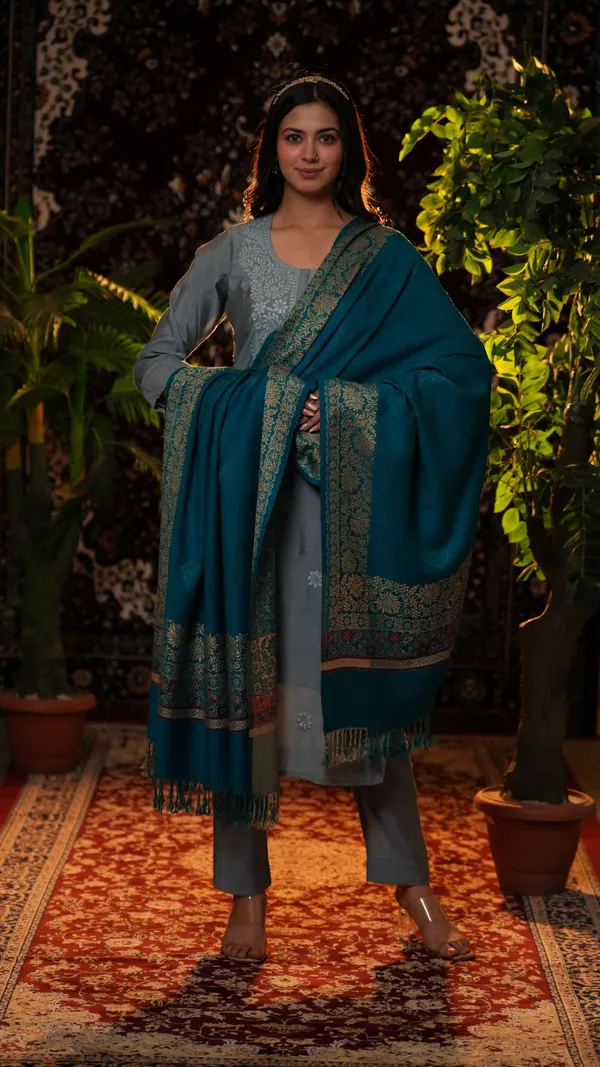 Shifneen_Acrylic_Self_Design_Women_Shawl_Green