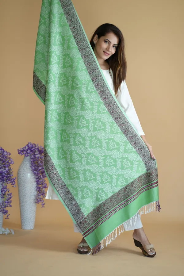 Shifneen_Acrylic_Printed_Women_Shawl_Dark_Green