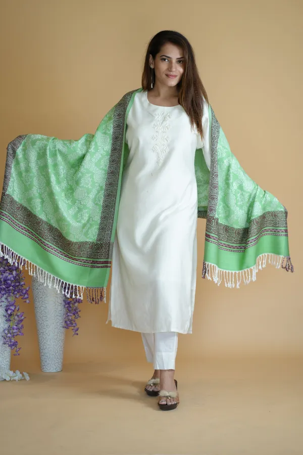 Shifneen_Acrylic_Printed_Women_Shawl_Dark_Green