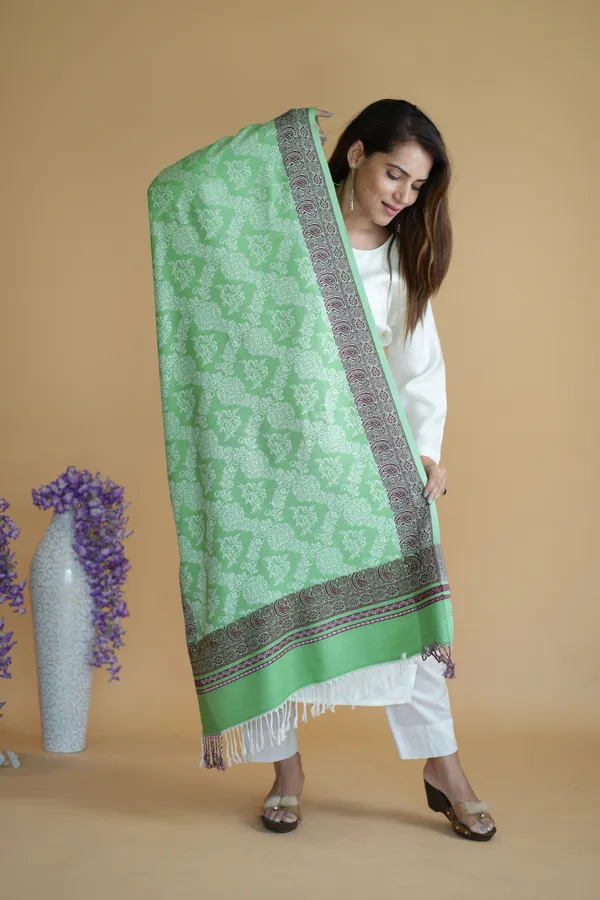 Shifneen_Acrylic_Printed_Women_Shawl_Dark_Green