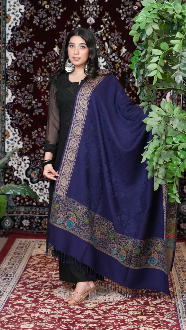 Shifneen_Acrylic_Self_Design_Women_Shawl_Blue