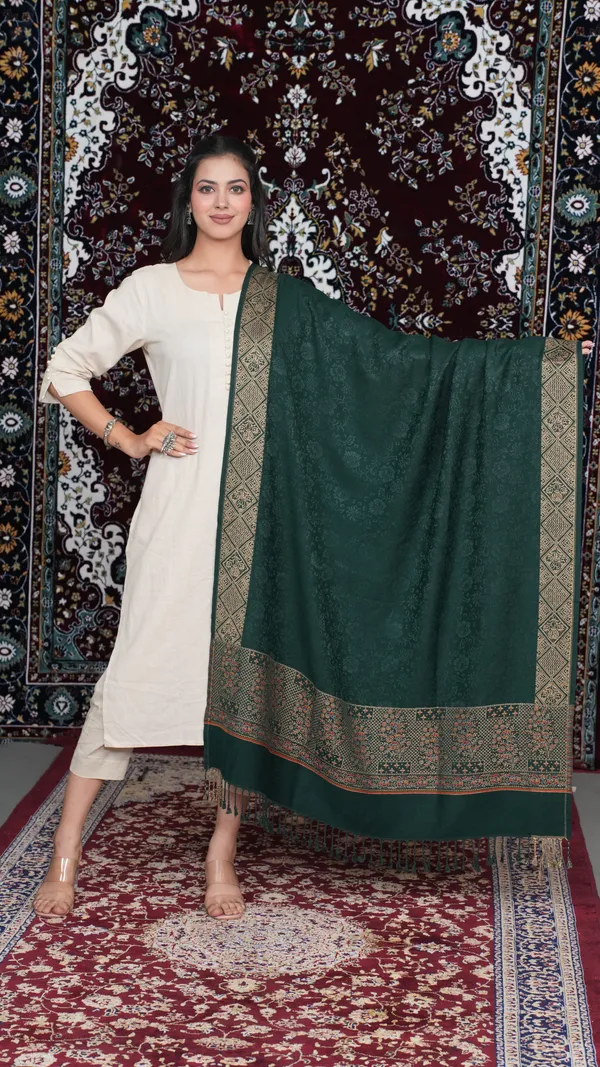 Shifneen_Acrylic_Printed_Women_Shawl_Dark_Green