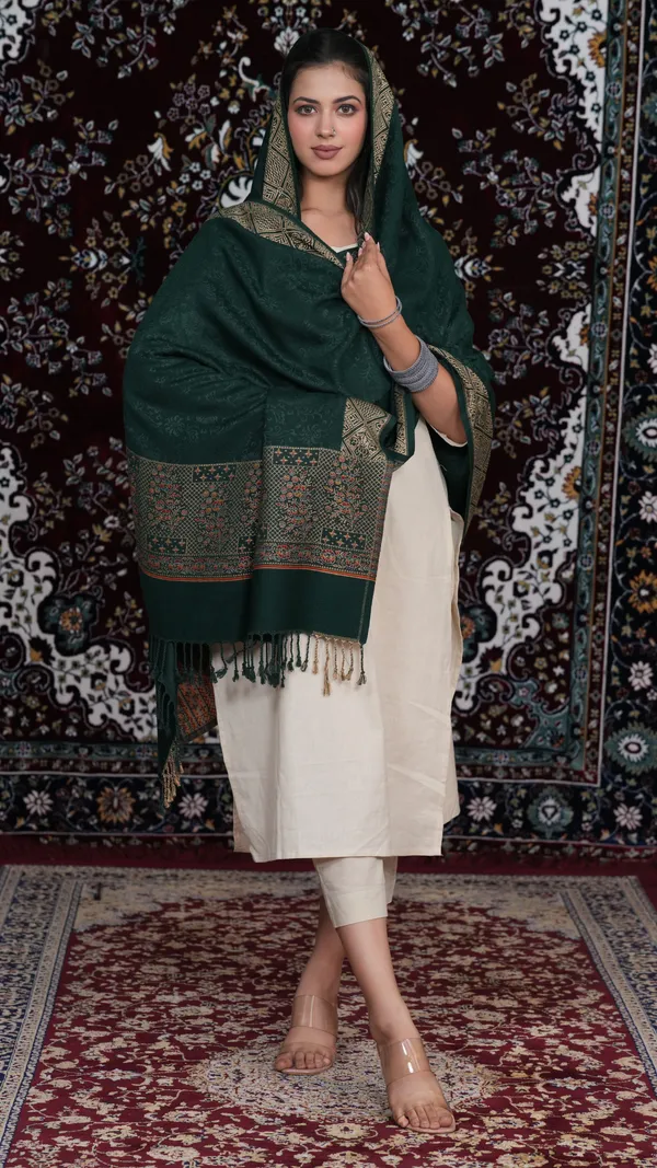 Shifneen_Acrylic_Printed_Women_Shawl_Dark_Green