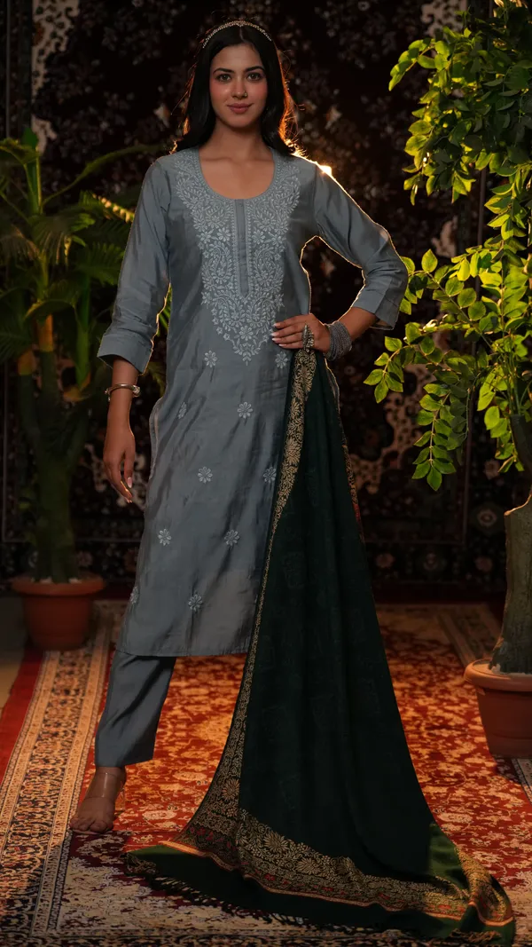Shifneen_Acrylic_Self_Design_Women_Shawl_Dark_Green