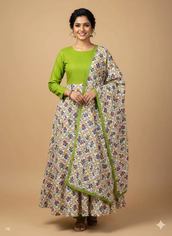 Fresh_Green_And_Multicolor_Cotton_Blend_With_Digital_Floral_Print_Ethnic_Suit_Set_For_Women