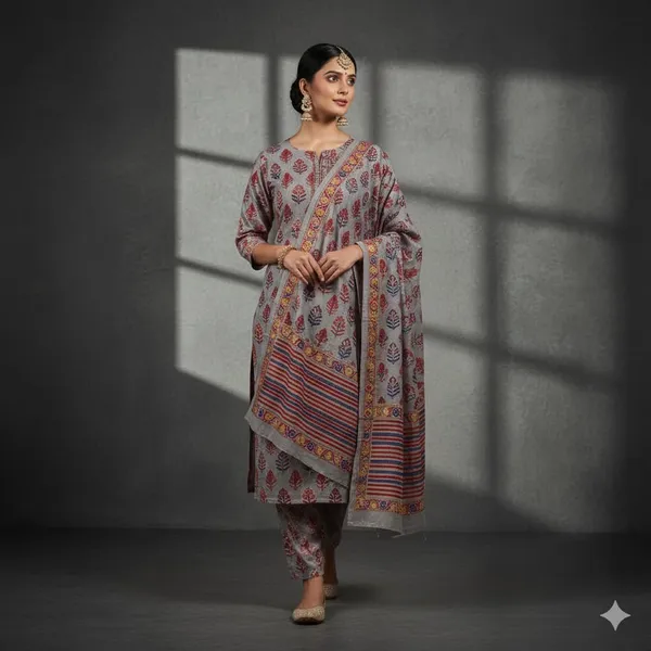 Ash_Grey_With_Maroon_Print_Pure_Cotton_Ethnic_Suit_Set_For_Women
