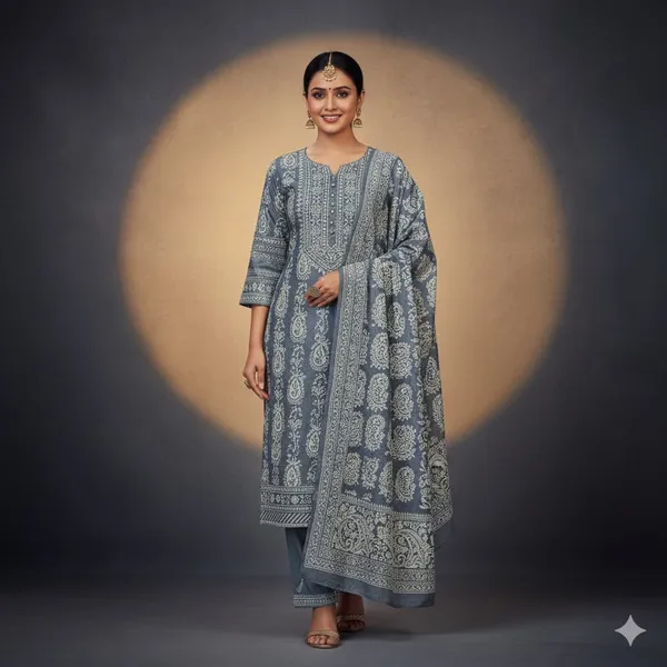 Charcoal_Grey_Cotton_Silk_Blend_With_Paisley_Print_Ethnic_Suit_Set_For_Women