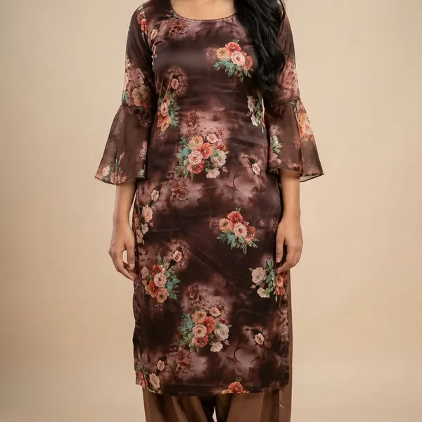 Mocha_Brown_Satin_Blend_Ethnic_Suit_Set_For_Women