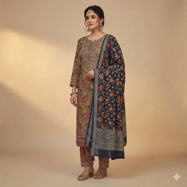 Golden_Tan_Yellow_Premium_Cotton_Ethnic_Suit_Set_For_Women