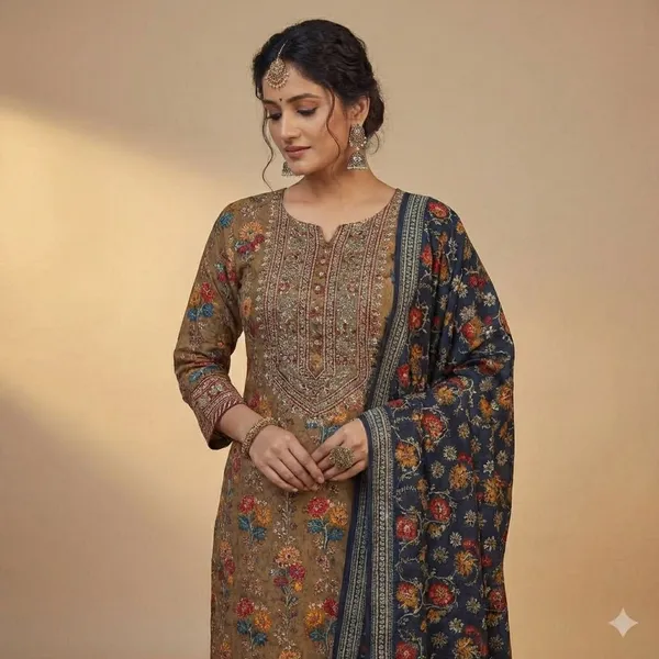 Golden_Tan_Yellow_Premium_Cotton_Ethnic_Suit_Set_For_Women