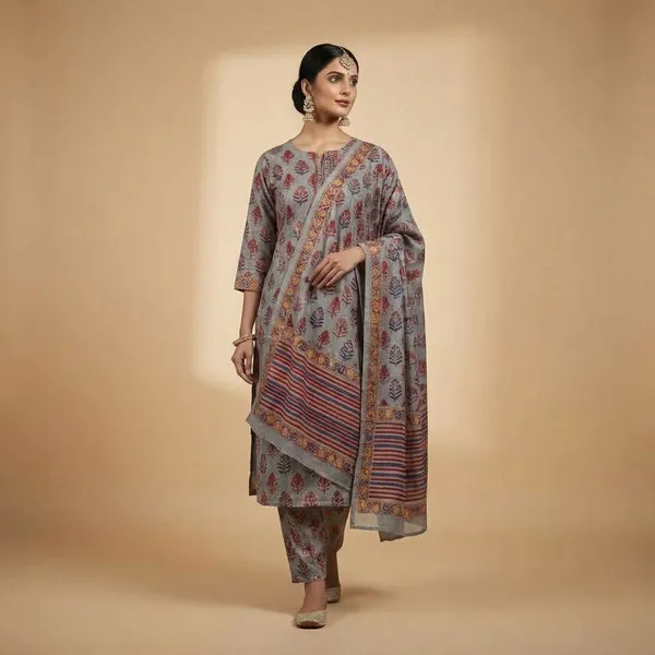 Ash_Grey_With_Maroon_Print_Pure_Cotton_Ethnic_Suit_Set_For_Women