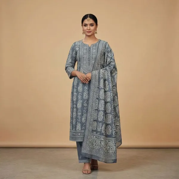 Charcoal_Grey_Cotton_Silk_Blend_With_Paisley_Print_Ethnic_Suit_Set_For_Women