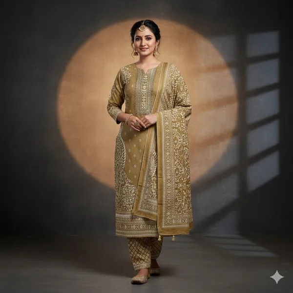 Golden_Beige_Muslin_Cotton_With_Gota_Work_Ethnic_Suit_Set_For_Women