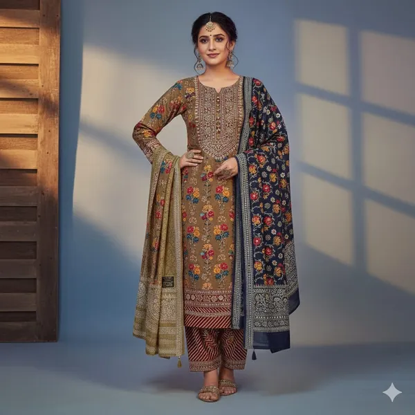 Golden_Tan_Yellow_Premium_Cotton_Ethnic_Suit_Set_For_Women