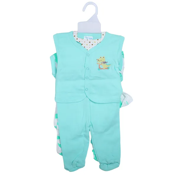 Blue_Sleep_suit_Lily_&_Jack_5-Piece_Set,_Turquoise_Animal_Print_Bodysuit_And_Bib,_With_Bag_Set