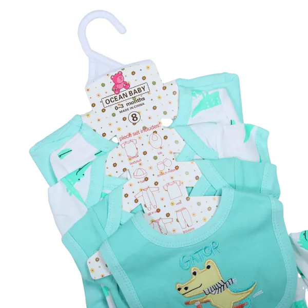Blue_Sleep_suit_Lily_&_Jack_5-Piece_Set,_Turquoise_Animal_Print_Bodysuit_And_Bib,_With_Bag_Set