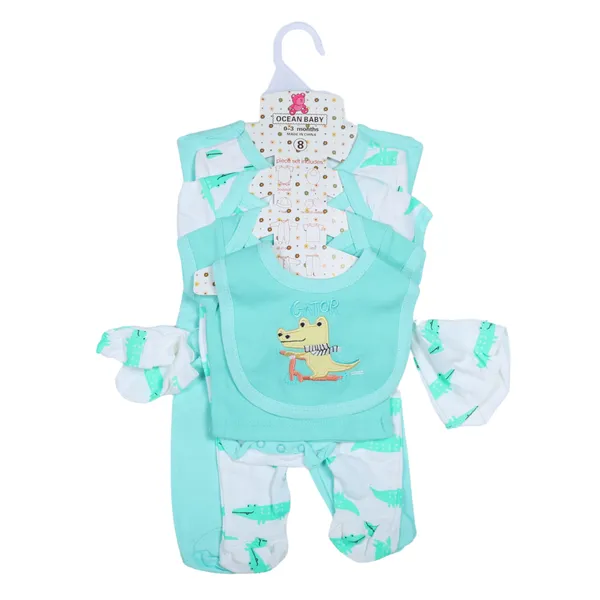 Blue_Sleep_suit_Lily_&_Jack_5-Piece_Set,_Turquoise_Animal_Print_Bodysuit_And_Bib,_With_Bag_Set