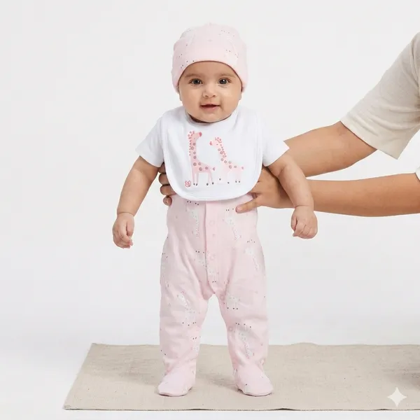 pink_Lily_&_Jack_5-Piece_Set,_Turquoise_Animal_Print_Bodysuit_And_Bib,_With_Bag_Set
