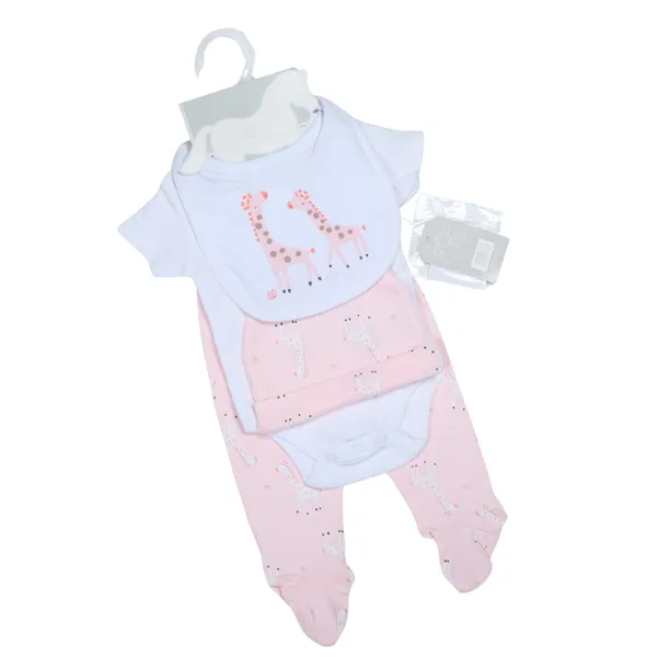 pink_Lily_&_Jack_5-Piece_Set,_Turquoise_Animal_Print_Bodysuit_And_Bib,_With_Bag_Set