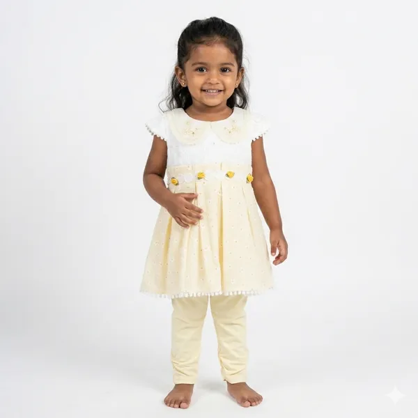 Cute_Yellow_Printed_dress_with_pants
