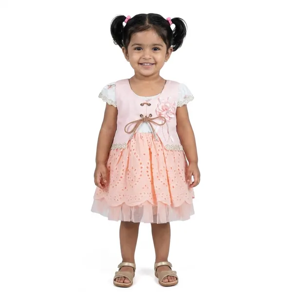 Pink_Tosilite_Pink_Eyelet_Lace_Dress_With_Floral_Trim_And_Leggings_Set,_Tulle_Laye