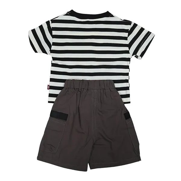 Black_Striped_T-Shirt_And_Cargo_Shorts_Set,_Utility_Pockets
