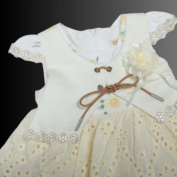 Cream_Tosilite_Floral_Lace_Party_Dress,_Short_Sleeve_With_Bow_Sash_And_Tie_Skirt_Set