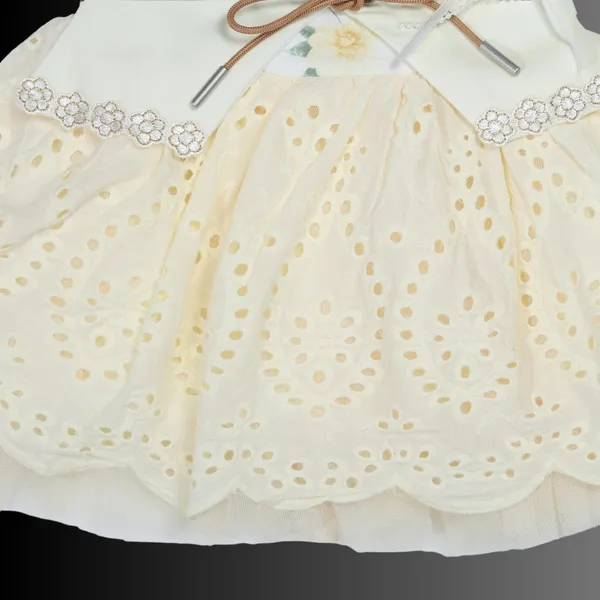 Cream_Tosilite_Floral_Lace_Party_Dress,_Short_Sleeve_With_Bow_Sash_And_Tie_Skirt_Set