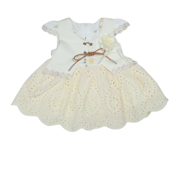 Cream_Tosilite_Floral_Lace_Party_Dress,_Short_Sleeve_With_Bow_Sash_And_Tie_Skirt_Set