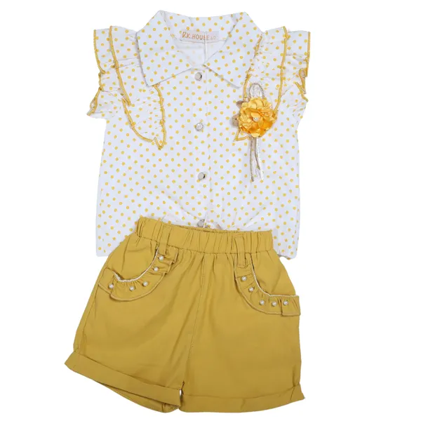 White_Top_And__Shorts_Set