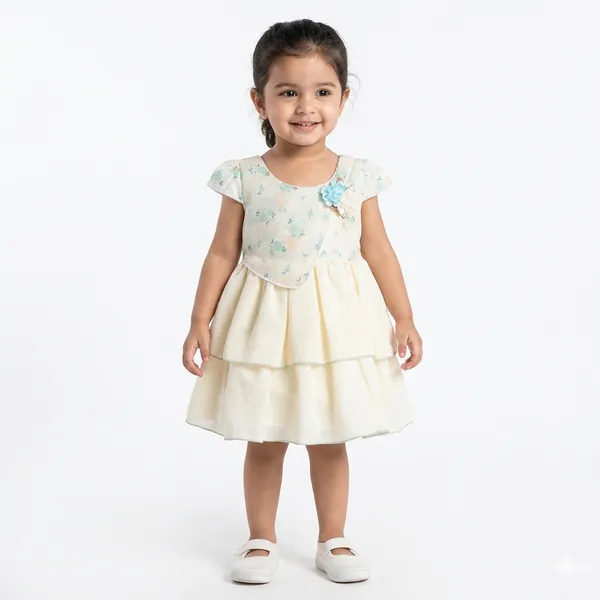 Yellow_Tosilite_Floral_Lace_Party_Dress,_Short_Sleeve