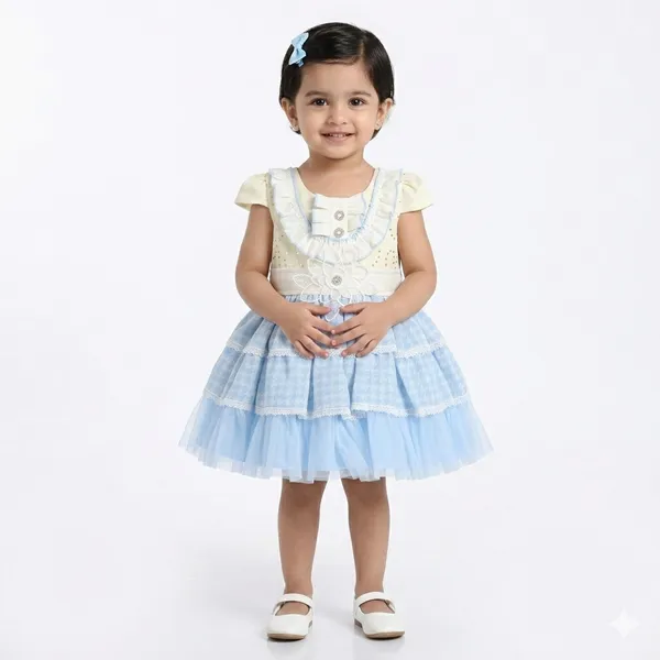 White_Blue_Dress_with_Pants_Set