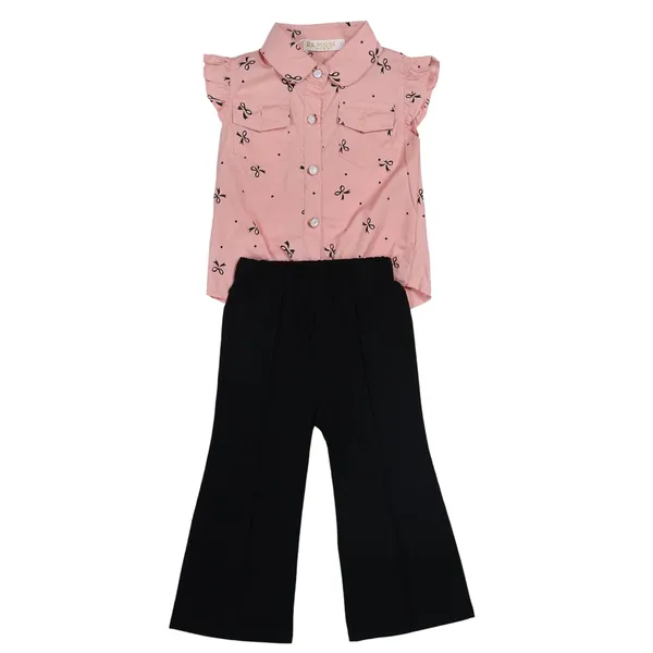 Peach_&_Pink_Tosilite_Pink_Bow_Print_Sleeveless_Shirt_And_Bell-Bottom_Trousers_Set,_2-Piece_Outfit