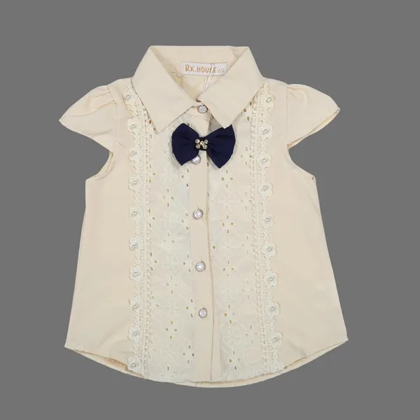 Cream_Tosilite_Lace_Shirt_And_Pleated_Skirt_Set_With_Bow_Detail,_Gold_Belt