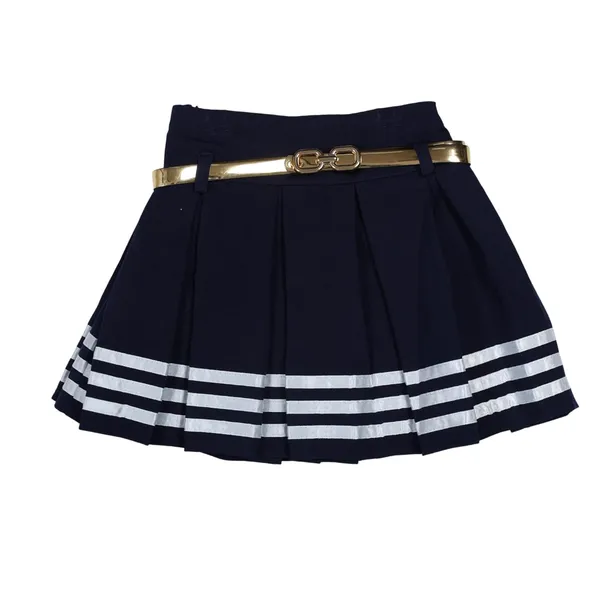 Sky_Blue_Tosilite_Nautical_Style_Dress_Set,_Lace_Blouse_With_Pleated_Skirt,_Gold_Belt