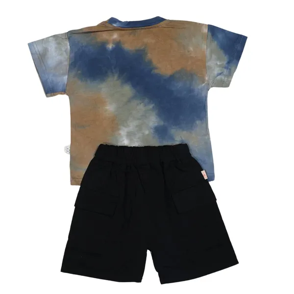 Navy_Blue_And_Brown_Tie_Dye_Bear_T-Shirt_And_Shorts_Set,_Casual_Wear