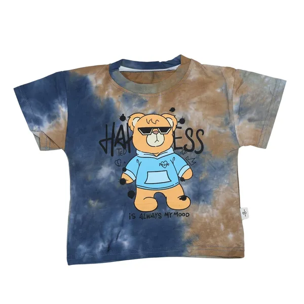 Navy_Blue_And_Brown_Tie_Dye_Bear_T-Shirt_And_Shorts_Set,_Casual_Wear
