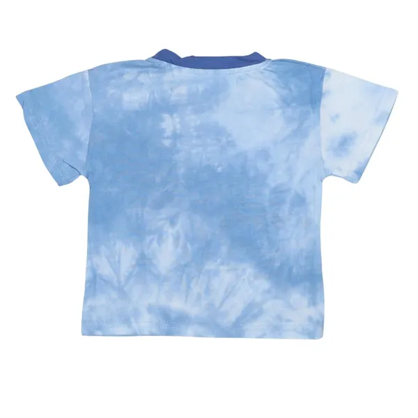 Blue_Tie-Dye_T-Shirt_And_Denim_Shorts_Set,_Blue,_Summer_Casual_Wear
