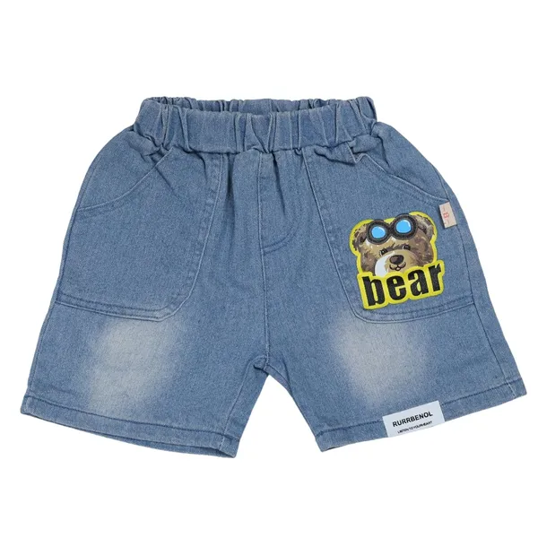 Yellow_Bear_Print_T-Shirt_And_Denim_Shorts_Set,_Casual_Summer_Outfit