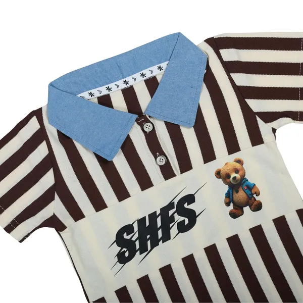 Multicolour_Striped_T-Shirt_And_Denim_Shorts_Set,_And_Stripes,_Collar,_Teddy_Bear_Design