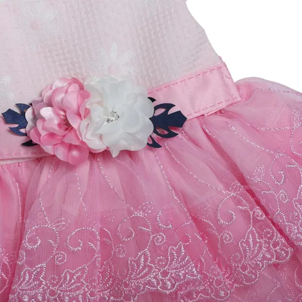 Pink_Party_Dress_With_Ruffled_Bodice,_Houndstooth_Skirt,_Lace_Trim_And_Tulle_Layer,_Set