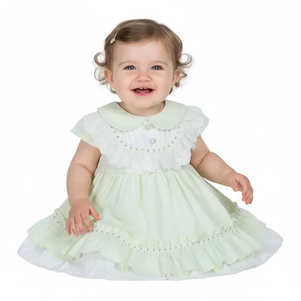 Green_Party_Dress_With_Ruffled_Bodice,_Houndstooth_Skirt,_Lace_Trim_And_Tulle_Layer,_Set