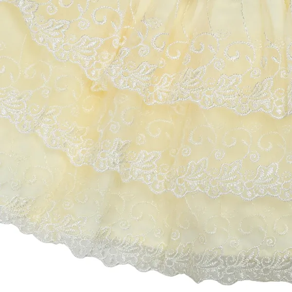 Yellow_Tosilite_Floral_Lace_Party_Dress,_Short_Sleeve_With_Bow_Sash_And_Tie_Skirt_Set