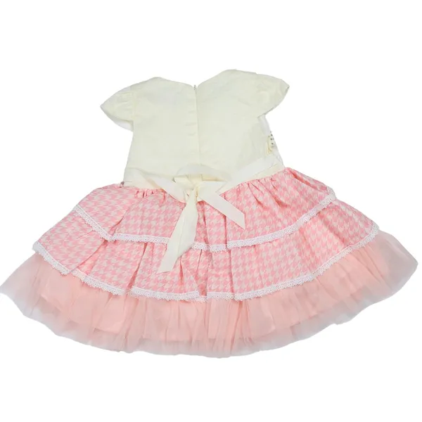 Pink_Houndstooth_Party_Dress_Set_With_Ruffle_Top_And_Tulle_Skirt,_2_Piece_Outfit_With_Matching_Leggings_Set