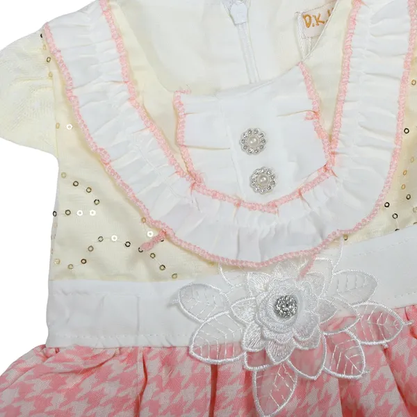 Pink_Houndstooth_Party_Dress_Set_With_Ruffle_Top_And_Tulle_Skirt,_2_Piece_Outfit_With_Matching_Leggings_Set