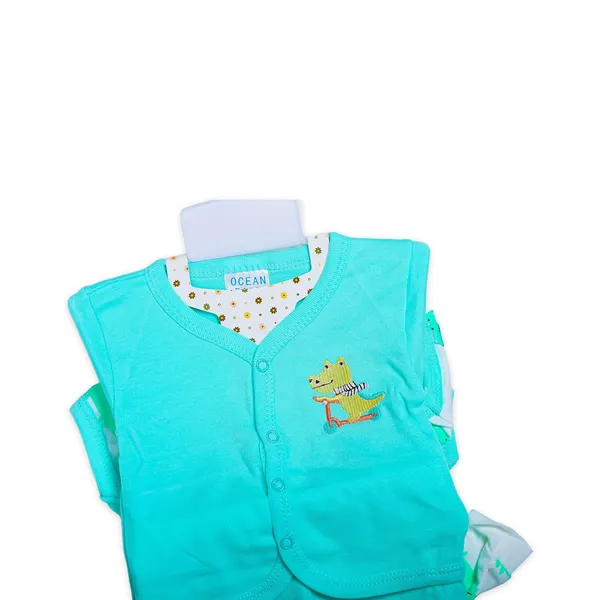 Sky_Blue_Tosilite_Ocean_Dinosaur_Print_Sleep_Suit,_Turquoise_Blue,_Cotton_Footed_Romper_With_Floral_Collar