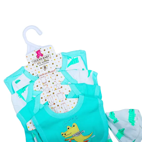 Sky_Blue_Tosilite_Ocean_Dinosaur_Print_Sleep_Suit,_Turquoise_Blue,_Cotton_Footed_Romper_With_Floral_Collar