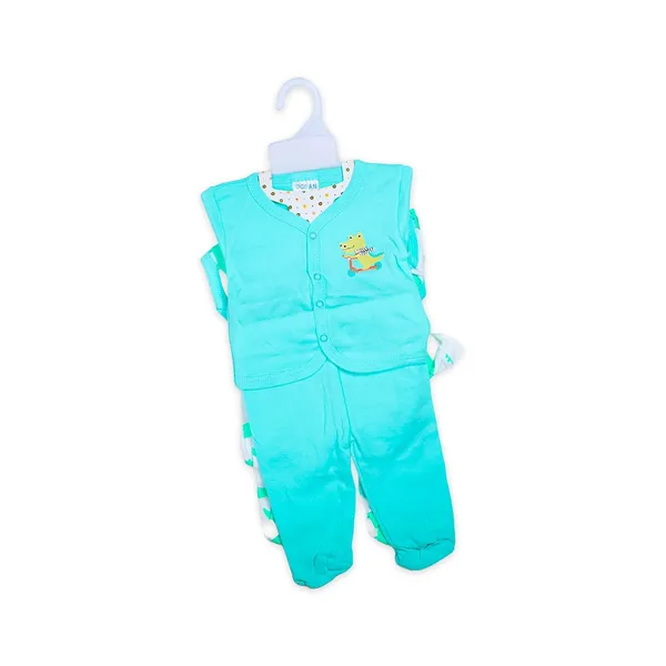 Sky_Blue_Tosilite_Ocean_Dinosaur_Print_Sleep_Suit,_Turquoise_Blue,_Cotton_Footed_Romper_With_Floral_Collar