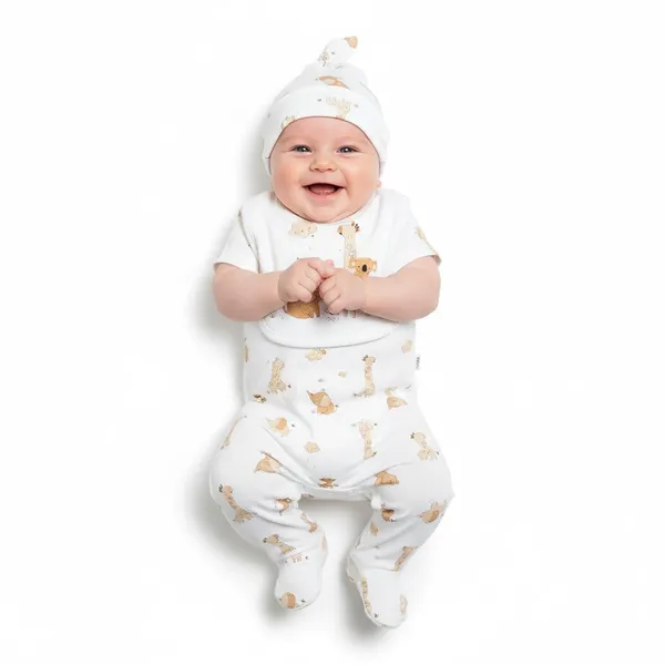 White_Tosilite_Sleepsuit_With_Koala_Print,_Cotton,_Long_Sleeve_Footed_Romper